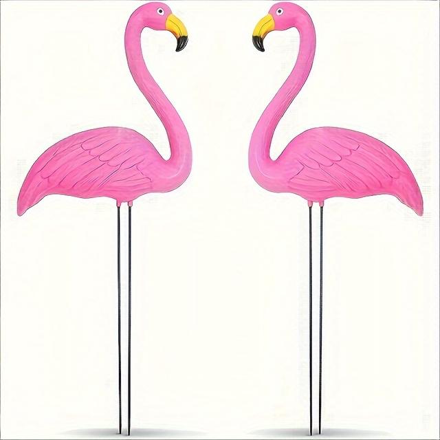 TEMU 2 db Nagy, Élénk Rózsaszín Flamingó Udvari Dekoráció / Flamingó Kerti Szobrok / Rózsaszín Flamingó Kerti Dekoráció