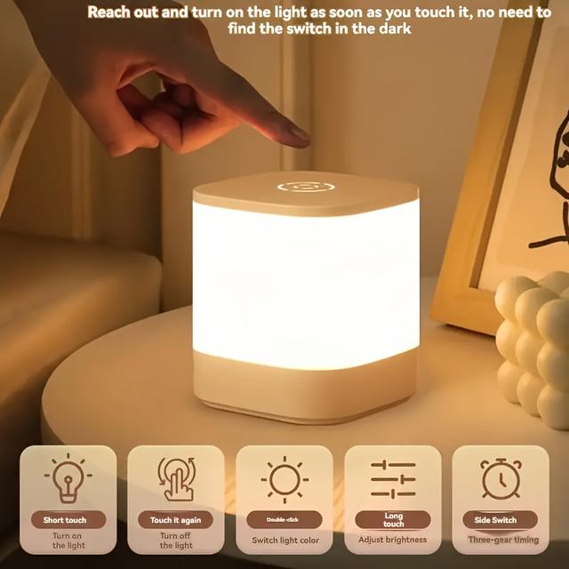 TEMU 1 Rechargeable Touch Night Light With Adjustable Brightness, Suitable For Bedroom, Bathroom, Kitchen, And Hallway Lighting