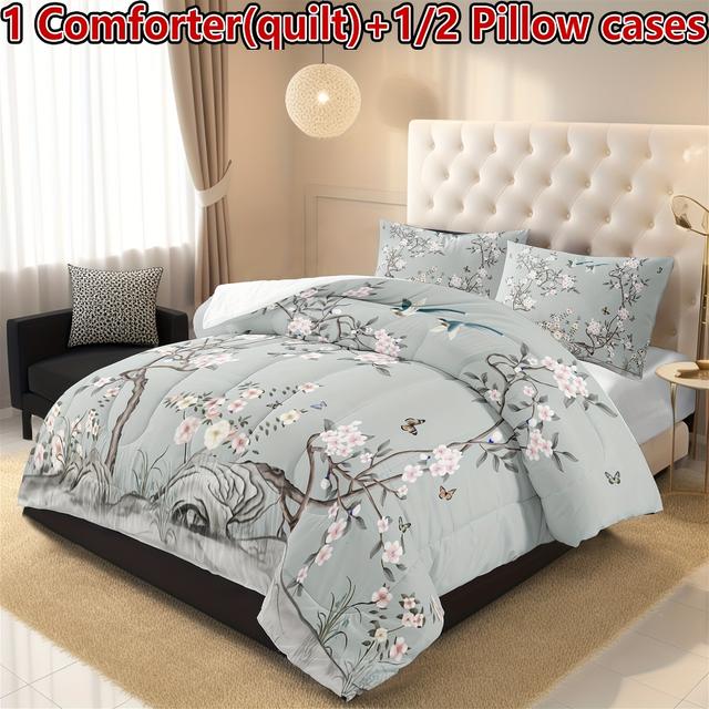 TEMU 2/3pcs Quilt Set, Suitable For Bedroom(1 Quilt Comforter +1/2 Pillow Cases Without Core), Dormitory Home Bed Decoration, Single/large/extra Large/multiple Sizes Optional Lightweight Quilt Set
