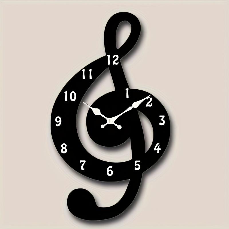 TEMU 1pc Clock, Music Wall Clock, Irregular Shaped Hanging Clock, Silent Quartz Wooden , Suitable For Bedroom Living Room Office Kitchen Bathroom, Battery Powered (battery Not Included)