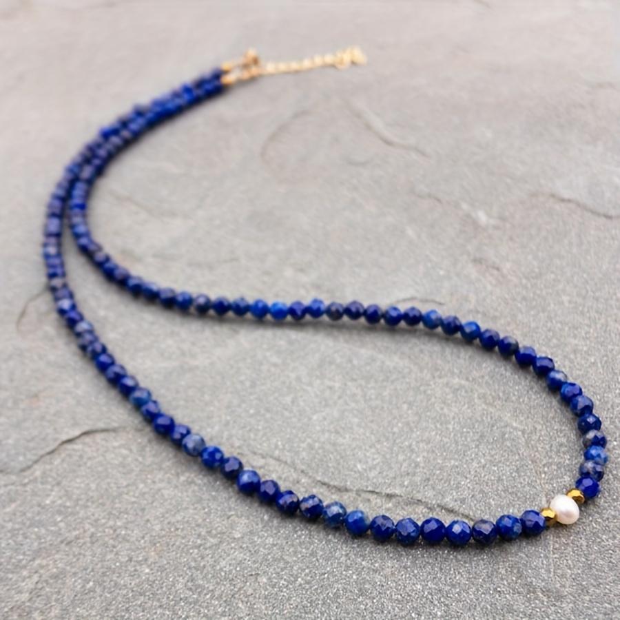 TEMU Elegante Lapis Halskette für Frauen - Natürlicher , Perfekte Geschenkidee - Eleganter Schmuck mit Einfachem Design
