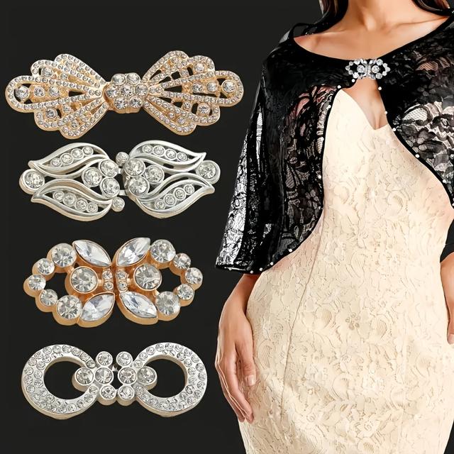 TEMU 4/5 Sets Of Elegant And High-end Women's Jacket Buckles, Inlaid With Rhinestones, Exquisite Traditional Cheongsam Buckle, Cloak Buckle, Perfectly With Jackets And Shawls