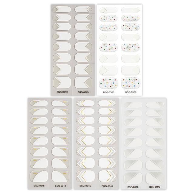 TEMU A Set Of 96 White French Semi-cured Gel Nail Strips Featuring And Shiny Sequins. Self-adhesive Full Nail Wraps Come With 1 Nail File, Are Of ,