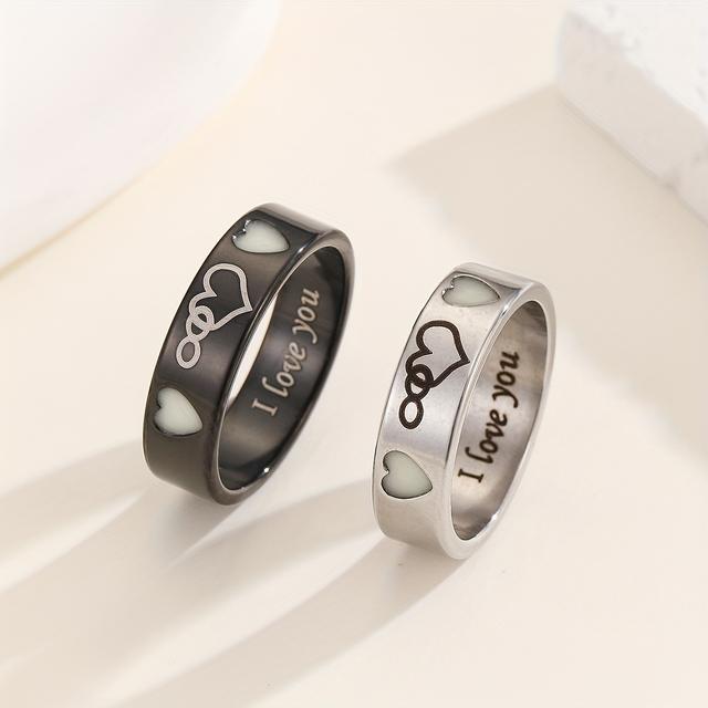 TEMU 2 Anillos Luminosos de para con Frases Compatibles - Banda Activada por Linterna para Mujeres y Hombres, Regalos para San Valentín, Aniversario (Sin Recubrimiento)