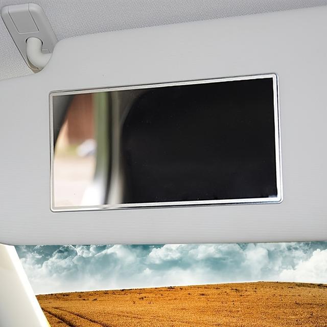 TEMU 1pc Car Sun Visor High-definition Stainless Steel Makeup Mirror Adhesive Interior Rearview Mirror Shatterproof High-definition Mirror