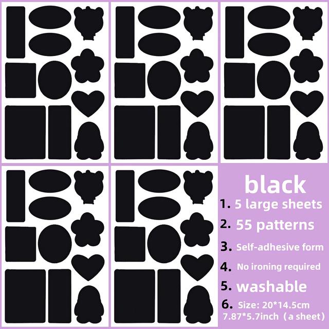 TEMU 5 řad s 55 vzory, bez žehlení, samolepicí nášivky, nášivky na oblečení, loketní bundy, oblečení, pláštěnky, stany, DIY doplňky, pratelné