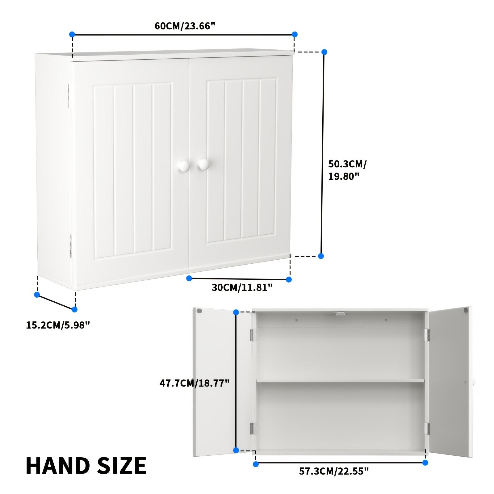TEMU Bathroom Wall Cabinet Shelf Wooden Storage Cabinet Unit With Adjustable Shelf, Double Door Wall-mounted Cupboard For Entryway, Kitchen And Laundry Roomw23.6''x D6"xh20''
