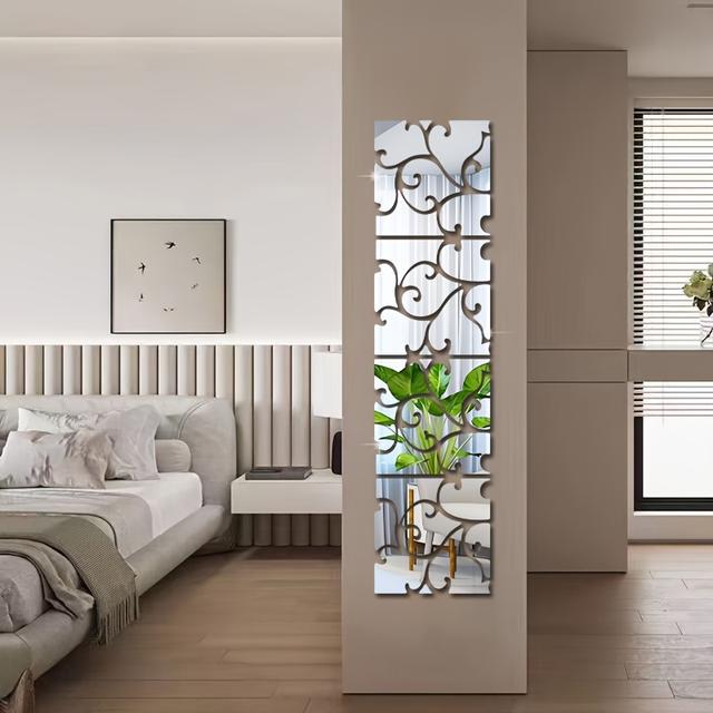 TEMU Stilvolle Wanddekoration aus Acrylspiegel - Fensterblumendesign, abnehmbar, selbstklebend, geeignet für Zuhause, Büro, Badezimmer, Schlafzimmer und Küche