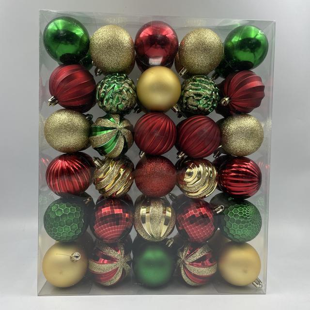 TEMU 60pcs Vintage Christmas Ornament Set - 2.4" Red, Green & Golden Glittering Balls For Tree Decoration, & Party Decor