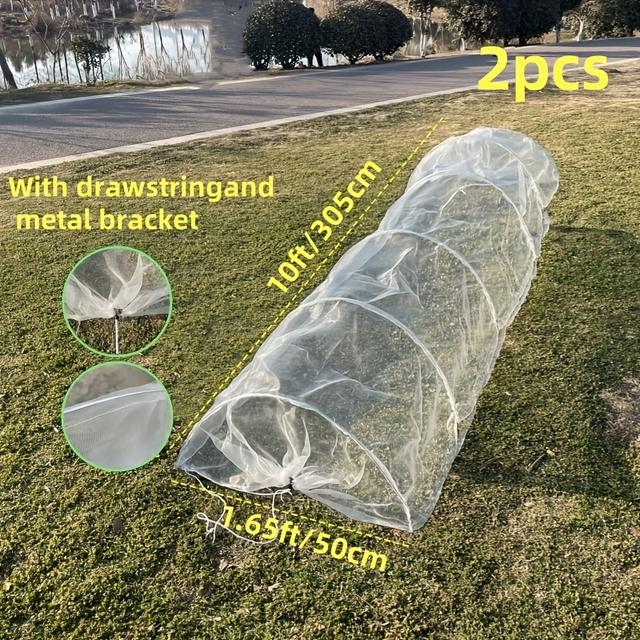 TEMU 2pcs Multifunctional Foldable Garden Tunnel With Insect-proof Netting - Features A Metal Arched Frame, Ideal For Protecting Fruits, Vegetables, And Chicken Coop Fencing