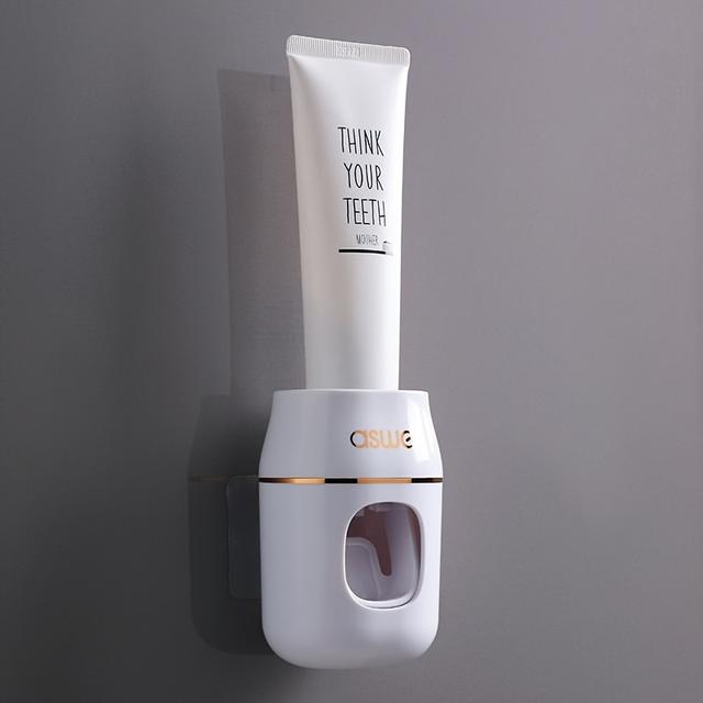TEMU Automatic Toothpaste Dispenser Machine Toothbrush Holder Wall-mounted Household Cute Manual Wall Suction Cup Set