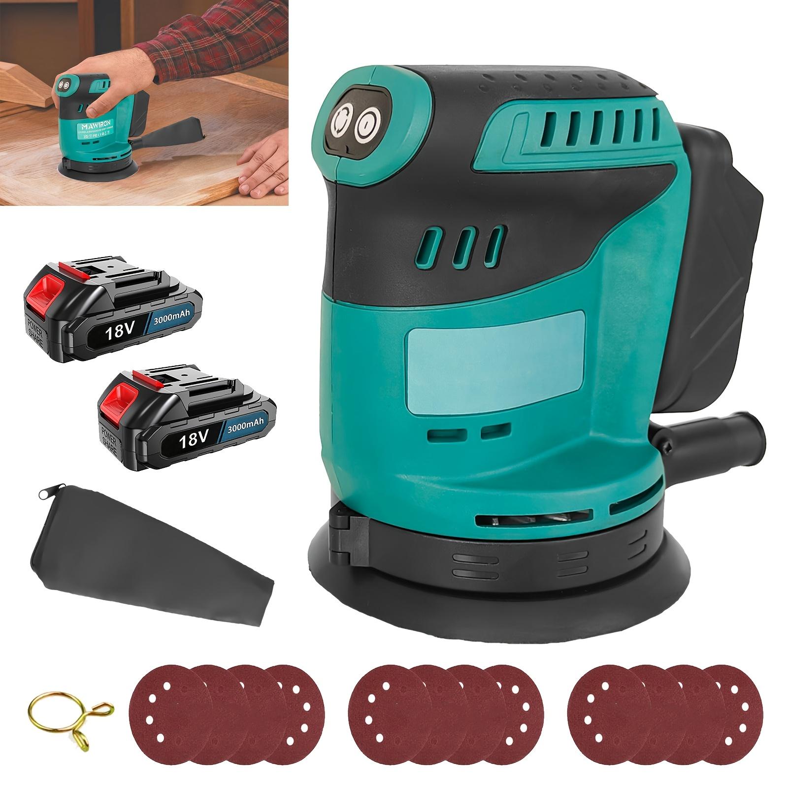 TEMU Cordless Orbital Sander Compatible With Makita Battery, Lightweight Design Random Orbital Sander With 2pcs Batteries, 12pcs Sandpapers, Ideal For Diy, Sanding Down & Finishing Wood