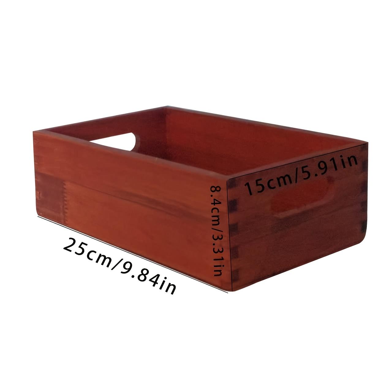 TEMU Rectangular Lidless Wooden Box, Desktop Storage Box, Solid Wood Miscellaneous Tool Storage Tray, Wooden Box