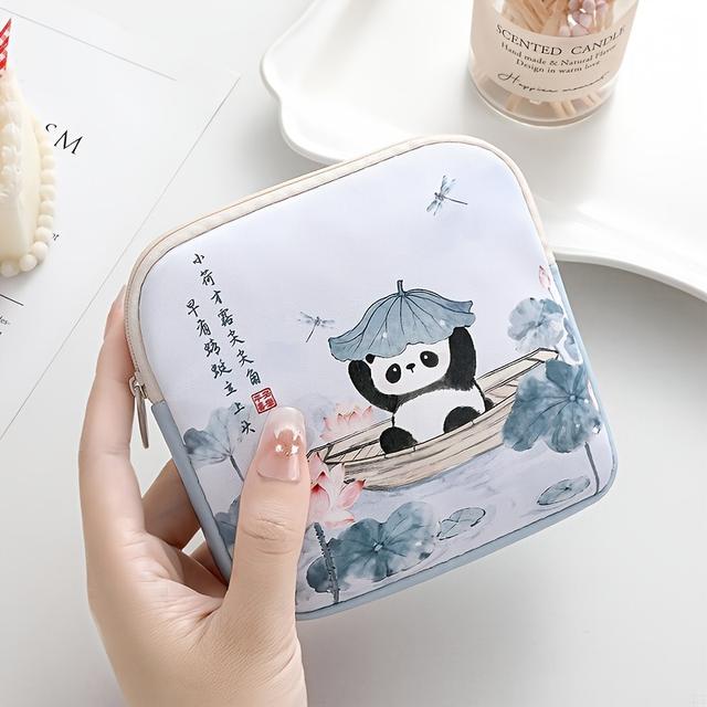 TEMU Képregényes Hordozható Érmetárca, Fülhallgató Kábelrendező, Kis Táska, Rúzs Táska, Nagy Kapacitású, Hordozható Menstruációs Táska Nőknek