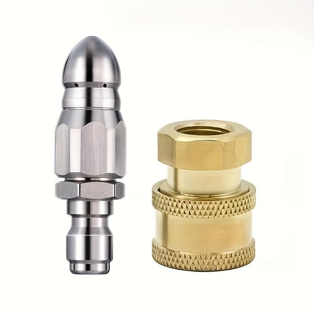 TEMU 2개 고압 세척기 배수 노즐 키트, 1/4인치 하이프레스 워셔 배수 호스 노즐, 5000 PSI 내부 나사 NPT 퀵 커넥트, 황동 피팅 연결기