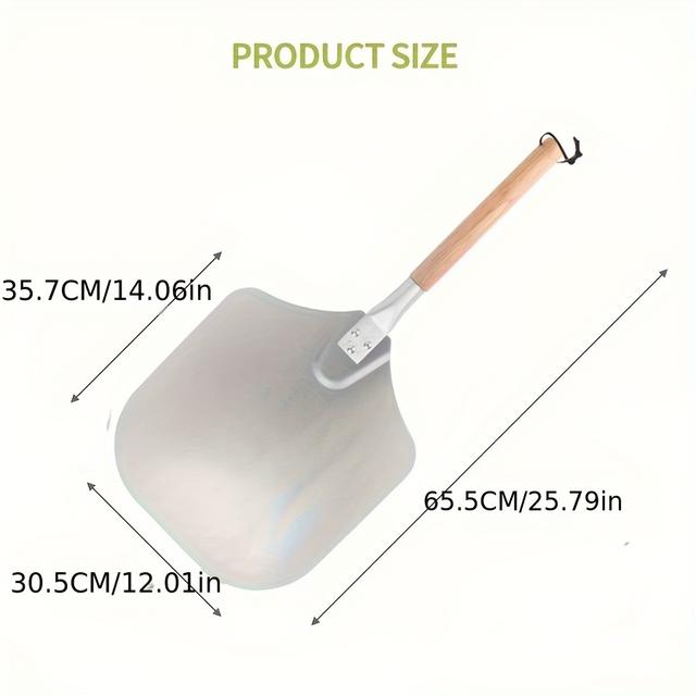 TEMU Premium Aluminum Pizza & Cake Server With Detachable Wooden Handle - Baking And Serving, Transfer, Pizza Scoop