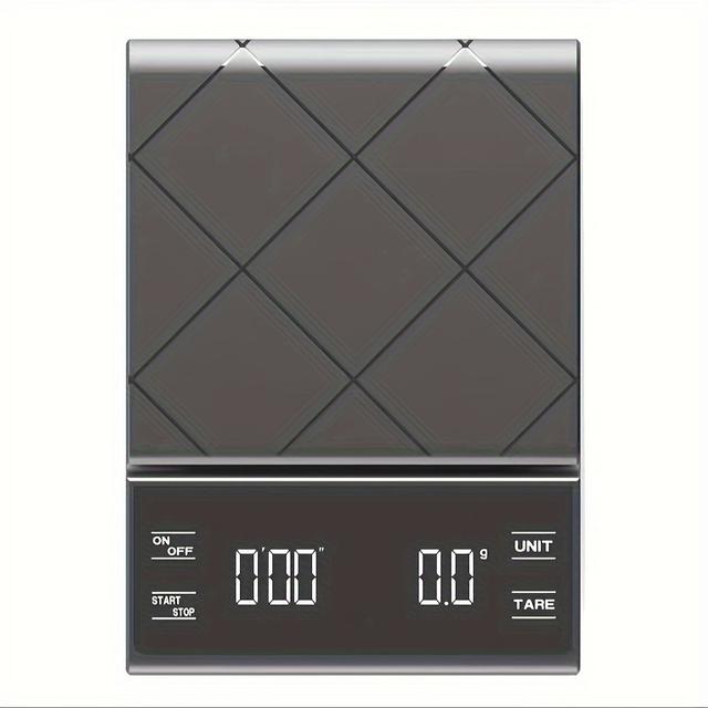 TEMU 1 قطعة ميزان قهوة عالي الدقة مع مؤقت وشاشة LCD مضيئة - دقة 3 كجم/0.1 جرام، ميزان إلكتروني - مثالي للصب، الإسبريسو، التخمير، الخبز - تصميم أسود عصري - هدية مثالية لعشاق القهوة والباريستا