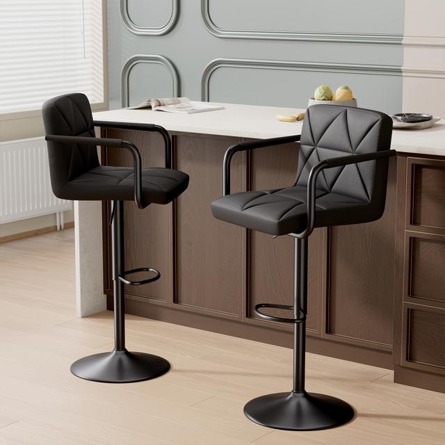 TEMU Bar Stools Set Of 2/4, Ergonomic Padded Bar Stools With Backrest, With Armrests, Adjustable Bar Chairs For Dining Room, Restaurant, Kitchen Island, Local Warehouse