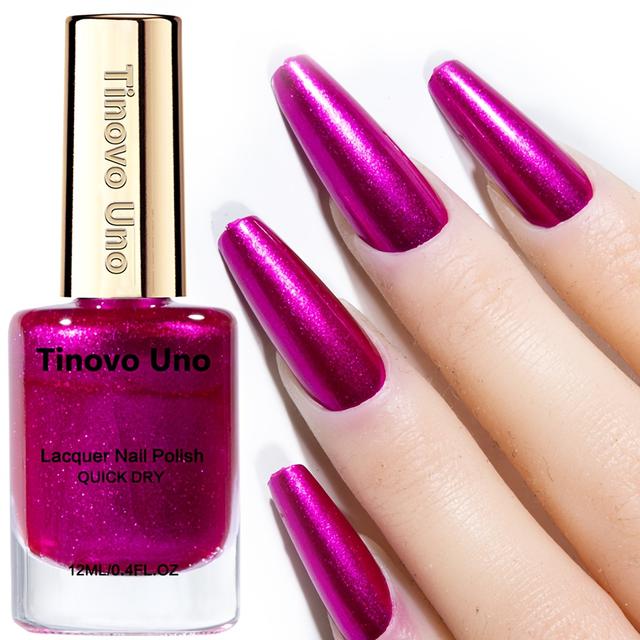 TEMU Tinovo Glossy Metallic Nail Polish - Quick-dry Shimmering Glitter, Alcohol-free Formula, Long-lasting Glossy For Parties, Dates