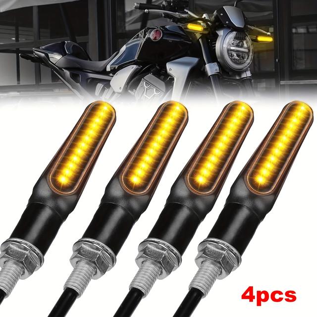 TEMU 2/4pcs Flowing Motorcycle Indicators Turn Signal Lights Yellow Mini Size For Universal Front Rear Turn Signal Light 12v