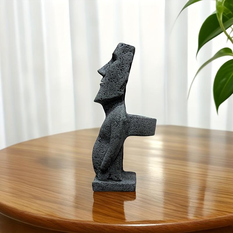 TEMU Moai 조각상 (양초 홀더 & 에센셜 오일 디퓨저 포함), 이스터 섬 석조 조각 예술, 홈 오피스 책상 장식, 책장 디스플레이, 캐비닛 상단 장식, 현관 장식, 이스터 크리스마스 생일을 위한 석조 조각 선물