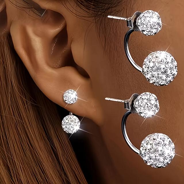 TEMU A Pair Of Sparkling Earrings For Women, Featuring A Half-enclosed Hanging Design Hypoallergenic, Use At Parties