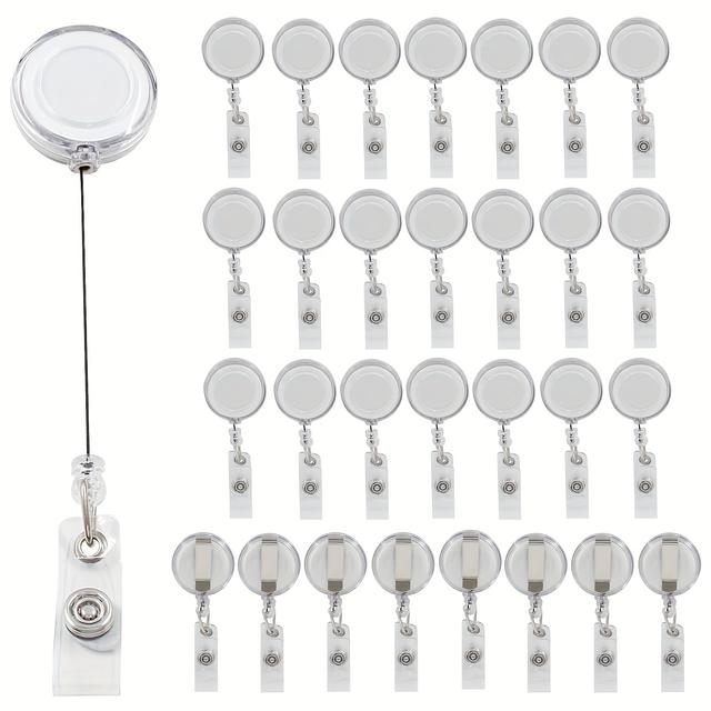 TEMU 의사, 간호사, 교사, 학생, 사무직원을 위한 회전식 악어 클립이 있는 투명 배지 홀더 30개 세트