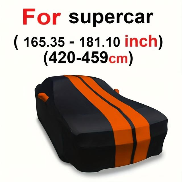 TEMU Black+orange Elastic Car Cover - Scratch-resistant, Breathable Fabric Suitable For Sports Cars, Sedans, And Suvs Full Vehicle Cover