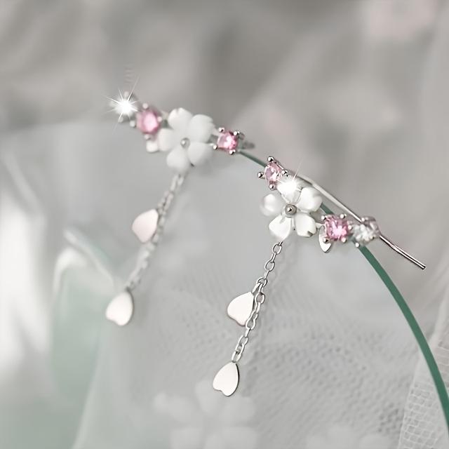 TEMU A Pair Of Elegant And Tassel Earrings, Wear, Summer, And Vacations. With Exquisite Synthetic Zirconia, Make An Ideal Gift For