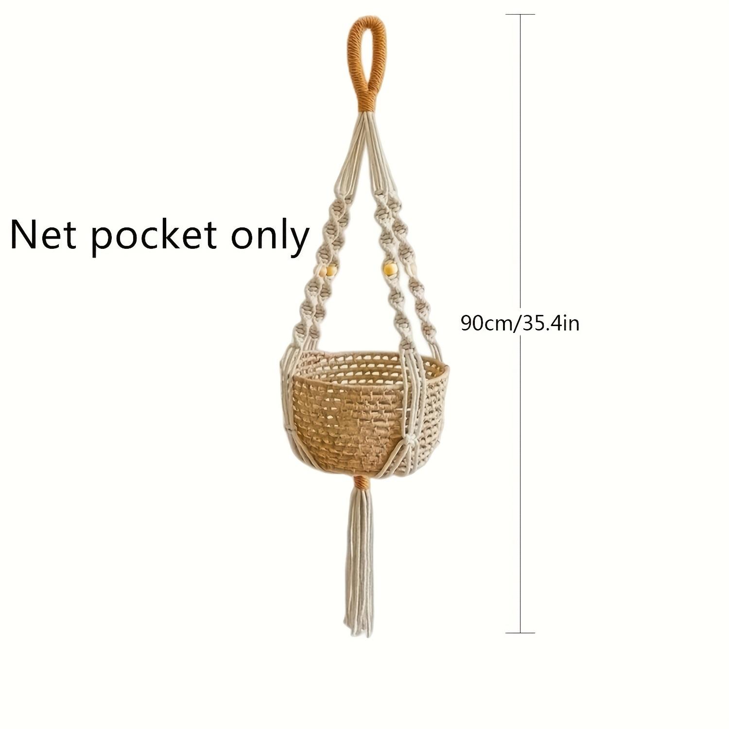 TEMU 1pc Colgante de Hortícola Bohemia sin Macetero, Cesta Tejida a con Cuerda, Decoración para Plantas Verdes en Interiores, Adorno para tu Habitación