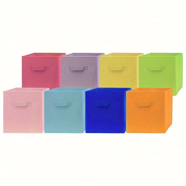 TEMU 8팩 클래식 스타일의 천으로 만든 보관함, 11인치 접이식 큐브, 손잡이가 있는 보강된 손잡이, 홈 클로셋용 쌓을 수 있는 정리함, 열린 커버 타입