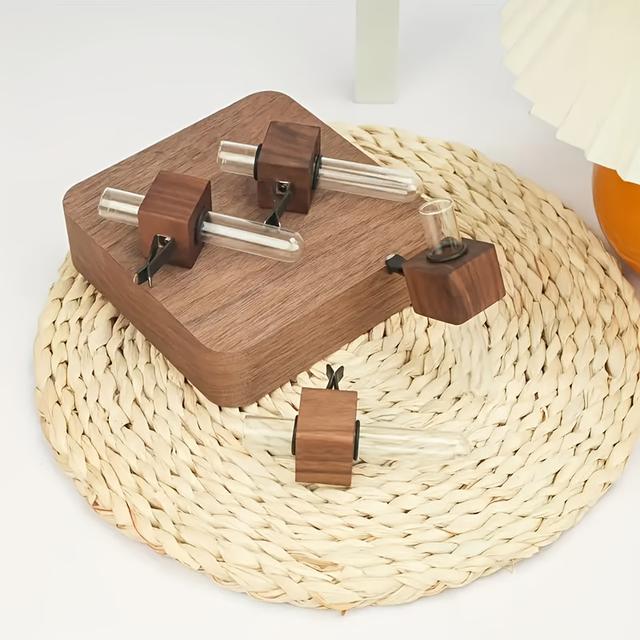 TEMU 2 ks Držák na květiny do ventilace auta z masivního černého ořechu, malá váza pro vnitřní použití, kreativní držák na květiny do ventilace a lahvička s vůní, perfektní dárek k svátku