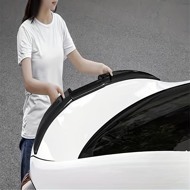 TEMU Universal Car Modification Rear Wing Made Of Non-stamped Carbon Fiber Particles, -section Composite Rear Wing With A Large