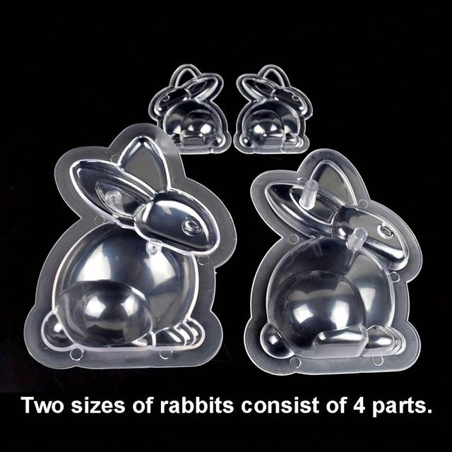 TEMU Zestaw 2 form do czekolady w kształcie króliczka wielkanocnego 3D, cały zestaw zawiera rozmiary duży i mały, z klipsami, ręcznie robiona forma do cukierków