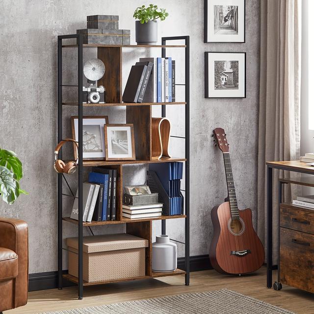 TEMU Storage Unit, Bookcase, 5 Tiers, Open Compartments, Office Living Room, Bedroom, Industrial Style