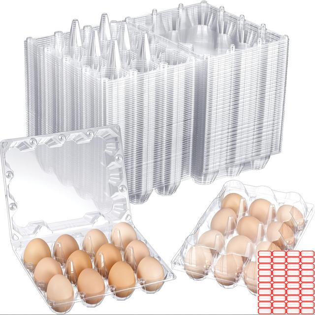 TEMU 50pcs Clear Egg Cartons Plastic Egg Cartons Bulk Empty Chicken Egg Tray Holds Clear Blank Egg Cartons For Home Refrigerator Storage(3 X 4 Grids)