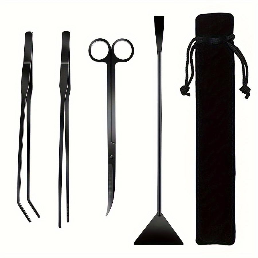 TEMU 4pcs Aquascaping Tools Kit, Long Stainless Steel Aquarium Plant Tools With Black Anti-rust Coating, Aquarium Tweezers, Scissors, And Scrapers For Aquascaping Cleaning