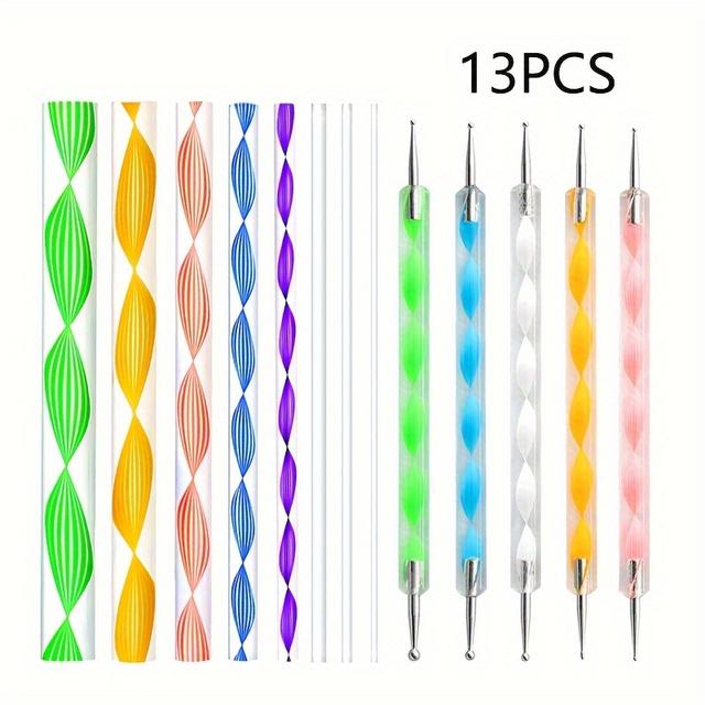 TEMU 13-piece Set Of Acrylic Mandala Tools For Diy Dot Painting And Embellishing - Includes Templates And Dotting Tools For Crafting Beautiful Designs