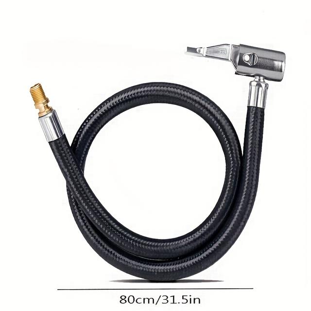 TEMU An 80cm / 31.5in / M8 Tire Inflation Hose | With A Valve | Made Of Woven Synthetic Rubber | Presta To Schrader Valve Adapter | Features A Hose End Thread A Fine (0.305 X 32tpi) | Compatible With