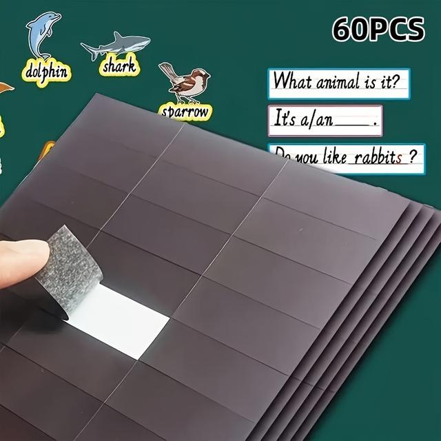TEMU 60pcs Self-adhesive Magnets For Classroom, Fridge & Chalkboard - Flexible Rubber Magnet Stickers Set