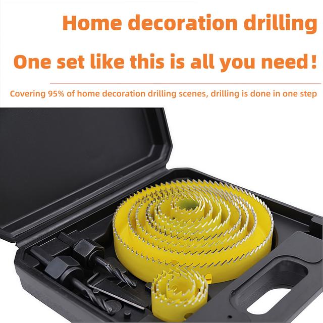 TEMU 16-teiliges Lochsägen-Set für Holzbearbeitung, 19–127 mm, geeignet für Trockenbauwände dünne Kunststoff/PVC-Bleche