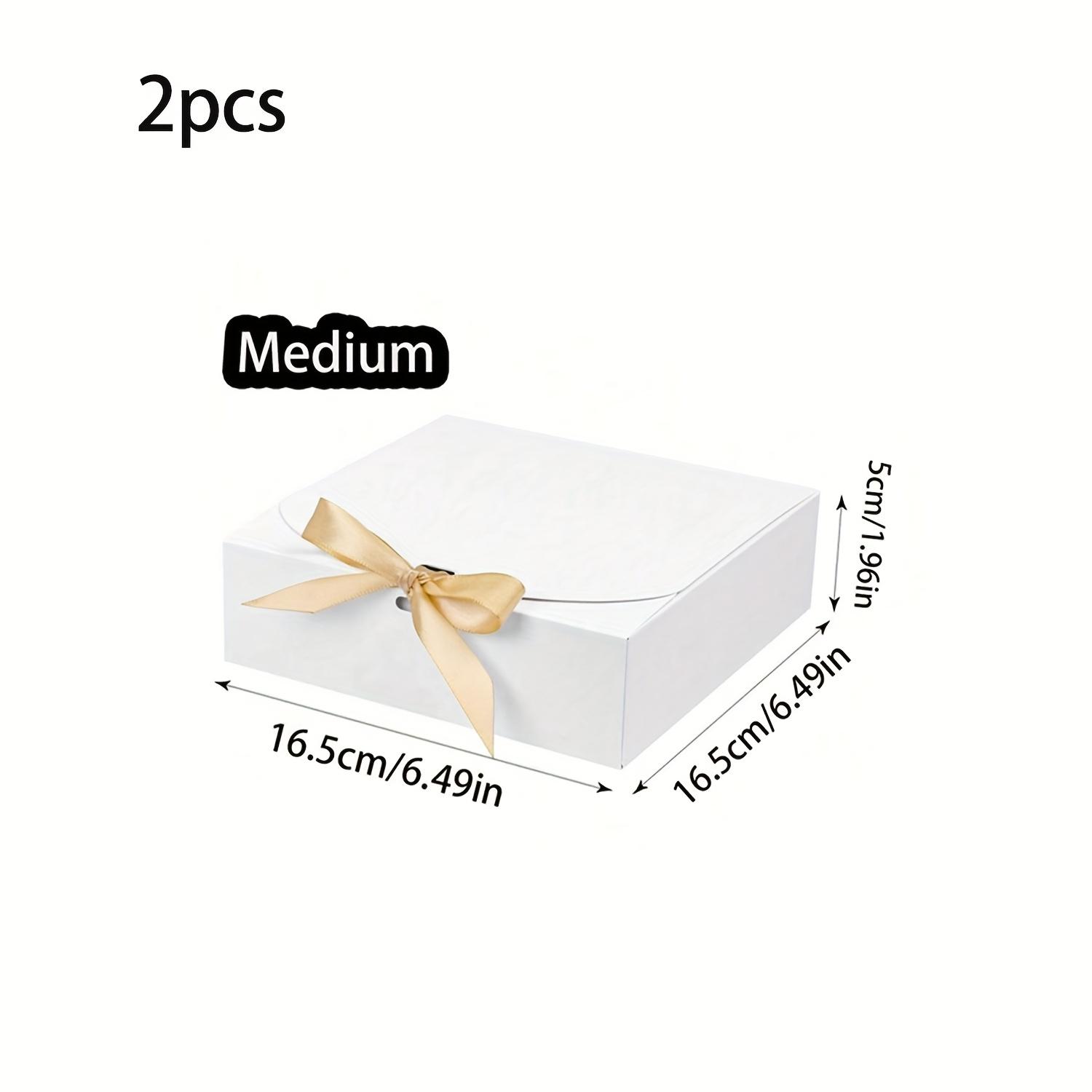TEMU Gift For Her/him 2 White Gift Boxes With Lids, Ribbon Gift Boxes, Suitable For Weddings, Birthday Presents, Shower Parties, And Other Party Gift Boxes, As Well As Valentine's Day Gifts