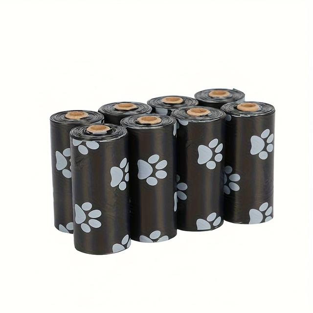 TEMU 150/10 Rolls Thick Convenient Pet Poop Bags - 15 Rolls/1, Black With Blue , Durable Polypropylene Poop Bags For Cats And Dogs, Pet Waste Disposal | Paw Print Design | Leak-proof Seal
