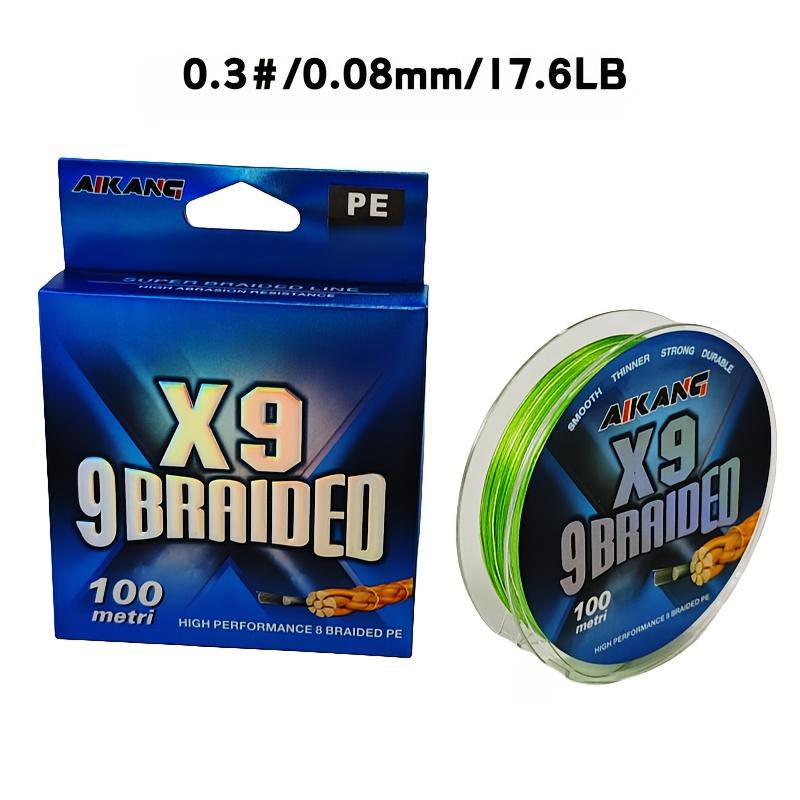 TEMU AIKANG 1pc 100M-109YDS Línea de Pesca Trenzada de 9 Hebras PE, Verde y Blanca, Duradera y para Agua y , Resistente y Antidesgaste, Empaque Profesional, Material PE de Rendimiento