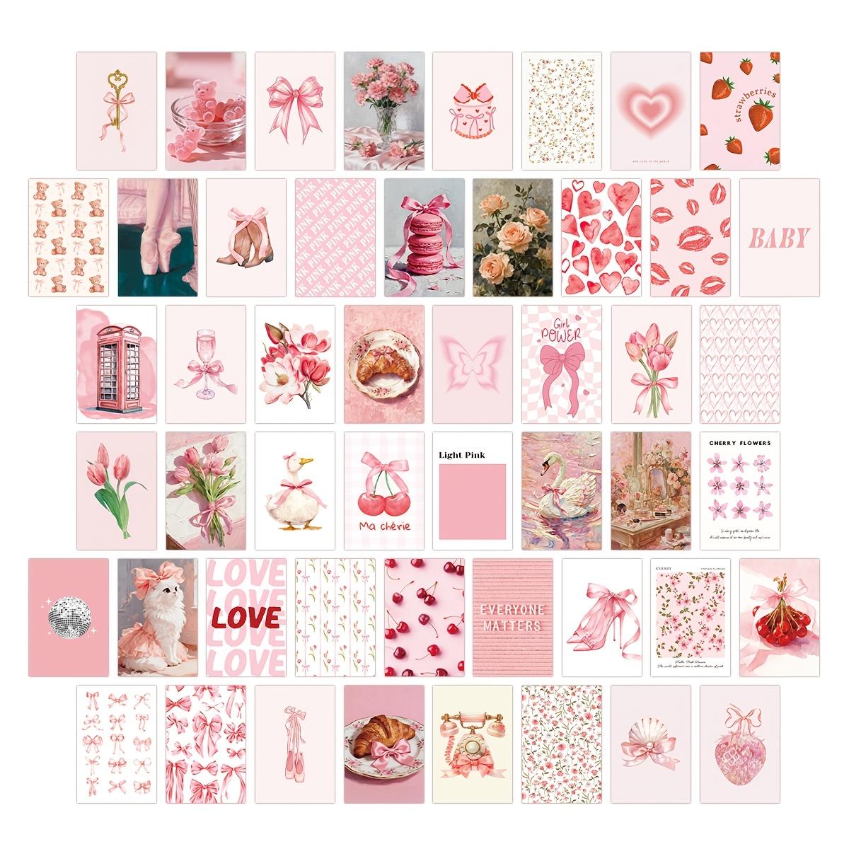 TEMU 50pcs Decor Postcard Set, 4*6 Inch Pink Wall Art Printed Wall Collage Sets For Bedroom Home Decor, Dormitory , Small Posters For Aesthetic Rooms