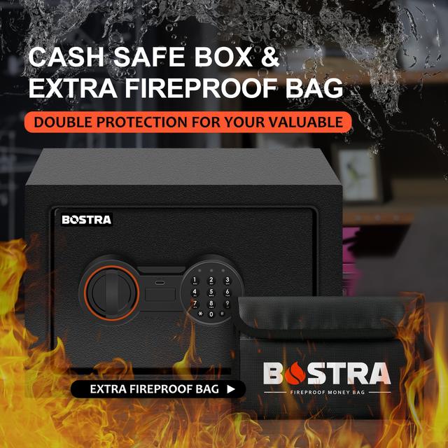 TEMU Roloway 0.5 Cubic Feet Fireproof Safe Box | Keypad Lock | Black | Includes Fireproof Bag -