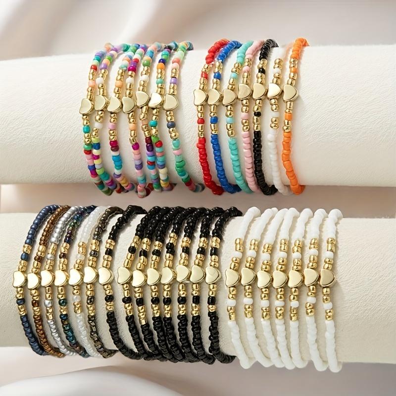 TEMU 35-teiliges Bohemian Mehrfarben Perlen Stapelbar Armband Set – Mehrfarbige Perlen Charm Handketten, Casual Outfits, Partys, Hochzeiten, Geburtstage, Ganzjahres-Geschenkidee (Boho Perlen)