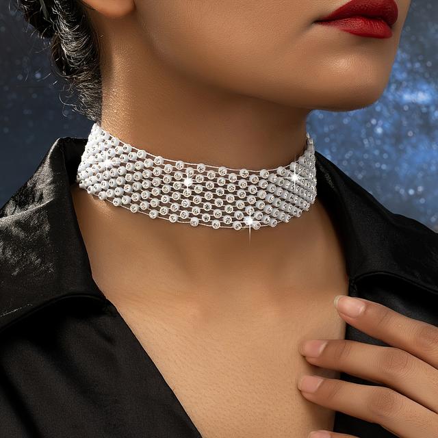 TEMU elegancka i wszechstronna krótka naszyjnik typu choker z ażurowym wzorem, idealna do codziennej mody i komponowania stylizacji dla kobiet