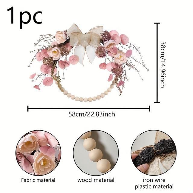 TEMU 21.6" Artificial Dandelion Wreath - Perfect For Weddings, Valentine's Day & Home Decor | Easy Wall Hanging