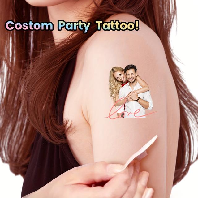 TEMU 15-pack Custom Temporary Tattoos With Personalized Text Or Phrases, Valentine's Day, Weddings, And Birthday Parties, Paper-based, Oblong Shape, And Party Gift